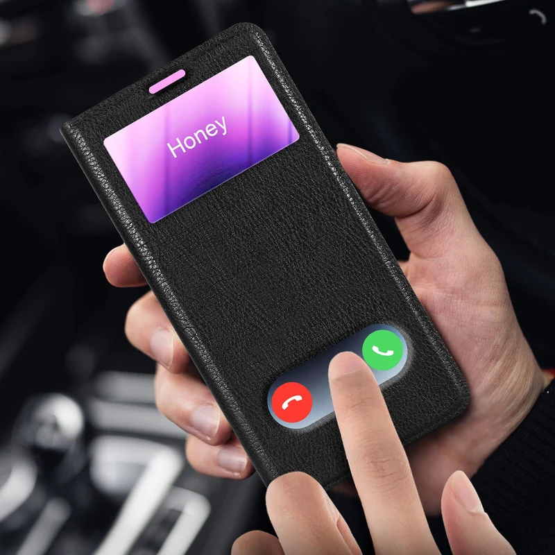 Cadorabo Hülle kompatibel mit Honor 9 Schutzhülle mit Magnetverschluss, Standfunktion und 2 Sichtfenstern