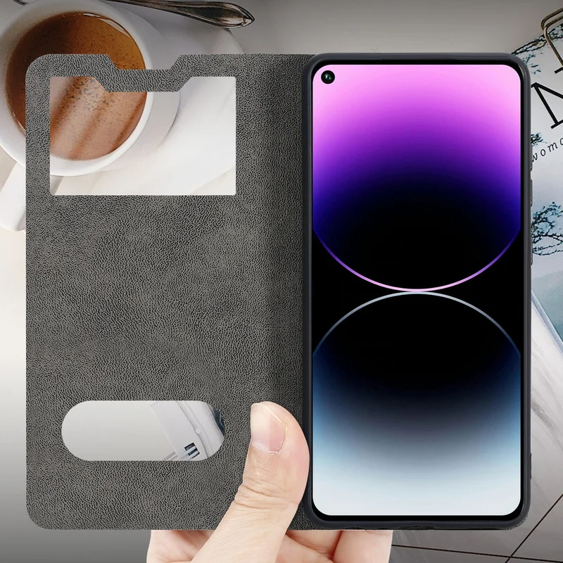 Cadorabo Hülle kompatibel mit Honor 20 PRO Schutzhülle mit Magnetverschluss, Standfunktion und 2 Sichtfenstern