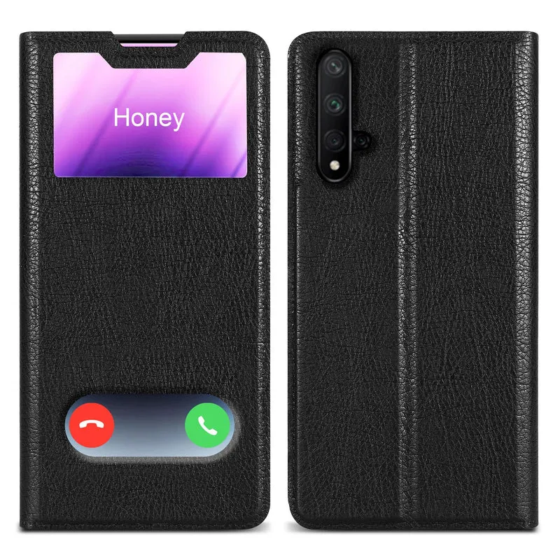 Cadorabo Hülle kompatibel mit Honor 20 / 20S / Huawei NOVA 5T Schutzhülle mit Magnetverschluss, Standfunktion und 2 Sichtfenstern