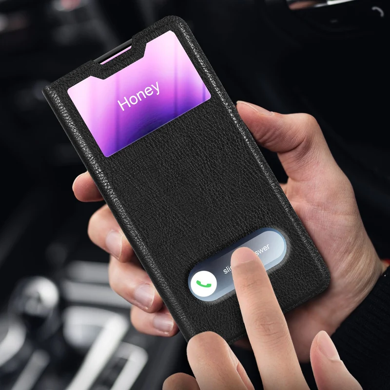 Cadorabo Hülle kompatibel mit Apple iPhone 12 MINI Schutzhülle mit Magnetverschluss, Standfunktion und 2 Sichtfenstern