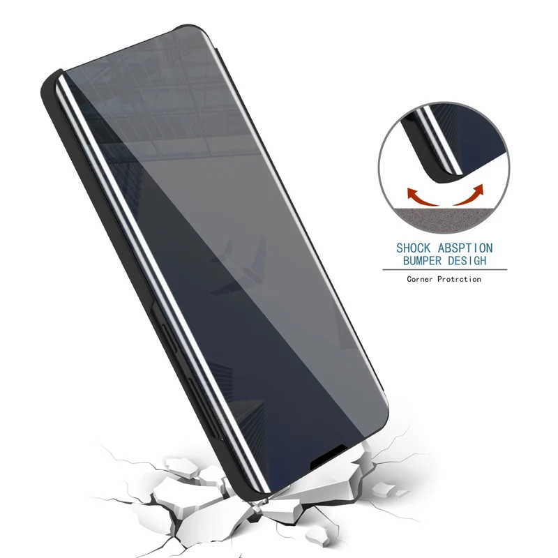 Cadorabo Hülle kompatibel mit Xiaomi RedMi NOTE 8 PRO Clear View Spiegel Schutzhülle mit Standfunktion 360 Grad Schutz