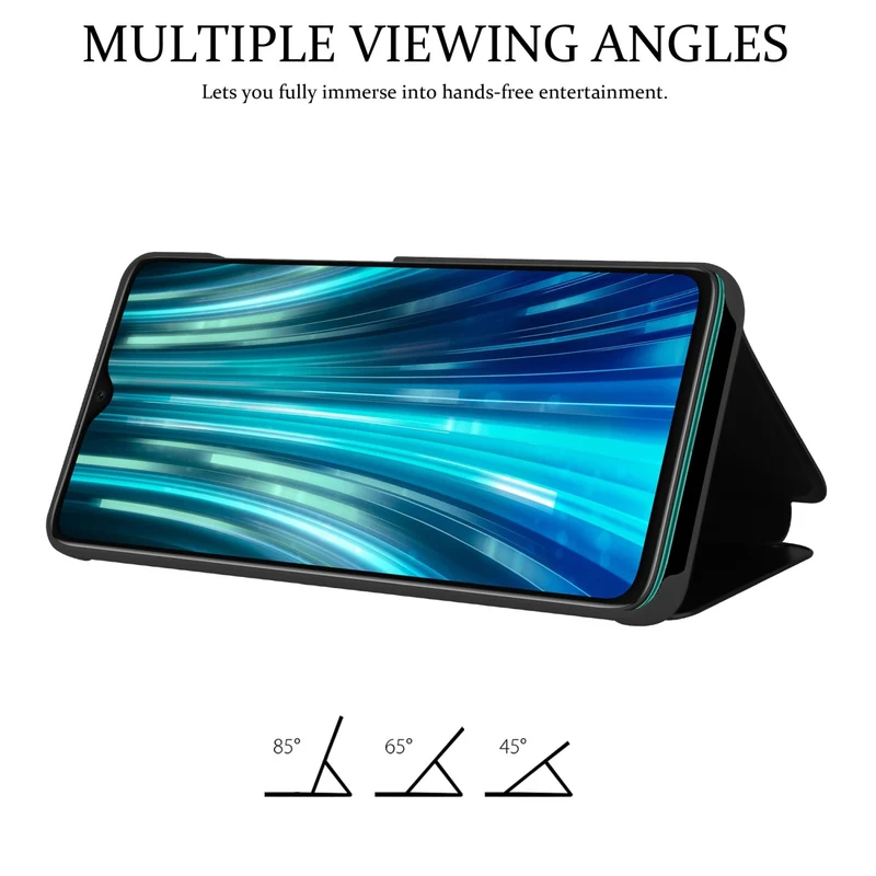 Cadorabo Hülle kompatibel mit Xiaomi RedMi NOTE 8 PRO Clear View Spiegel Schutzhülle mit Standfunktion 360 Grad Schutz