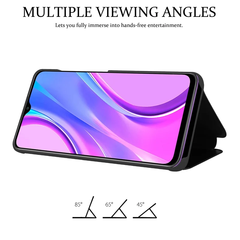 Cadorabo Hülle kompatibel mit Xiaomi RedMi 9 Clear View Spiegel Schutzhülle mit Standfunktion 360 Grad Schutz