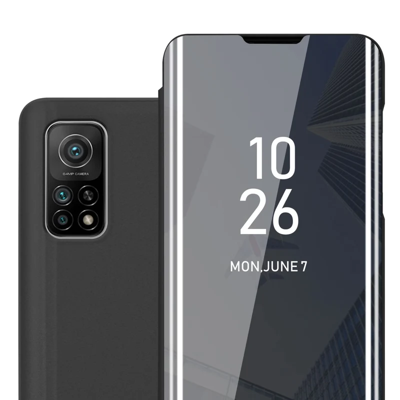 Cadorabo Hülle kompatibel mit Xiaomi Mi 10T / Mi 10T PRO Clear View Spiegel Schutzhülle mit Standfunktion 360 Grad Schutz