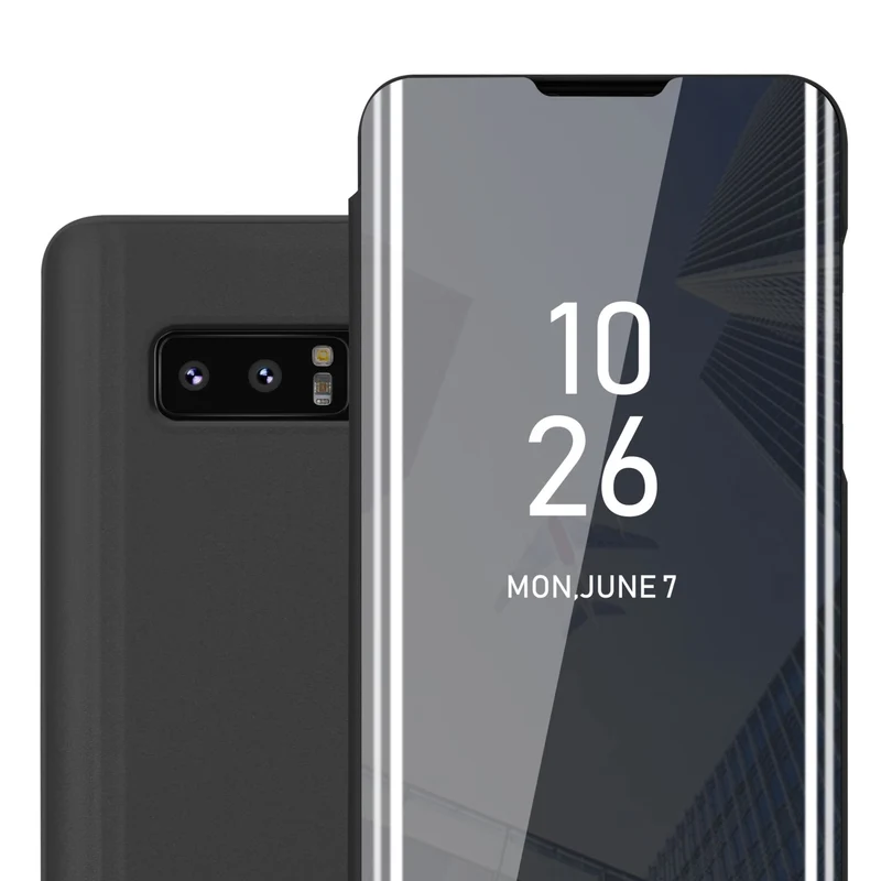 Cadorabo Hülle kompatibel mit Samsung Galaxy NOTE 8 Clear View Spiegel Schutzhülle mit Standfunktion 360 Grad Schutz