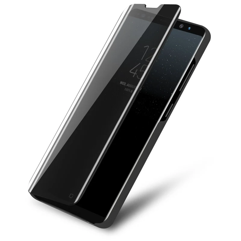 Cadorabo Hülle kompatibel mit Samsung Galaxy NOTE 8 Clear View Spiegel Schutzhülle mit Standfunktion 360 Grad Schutz