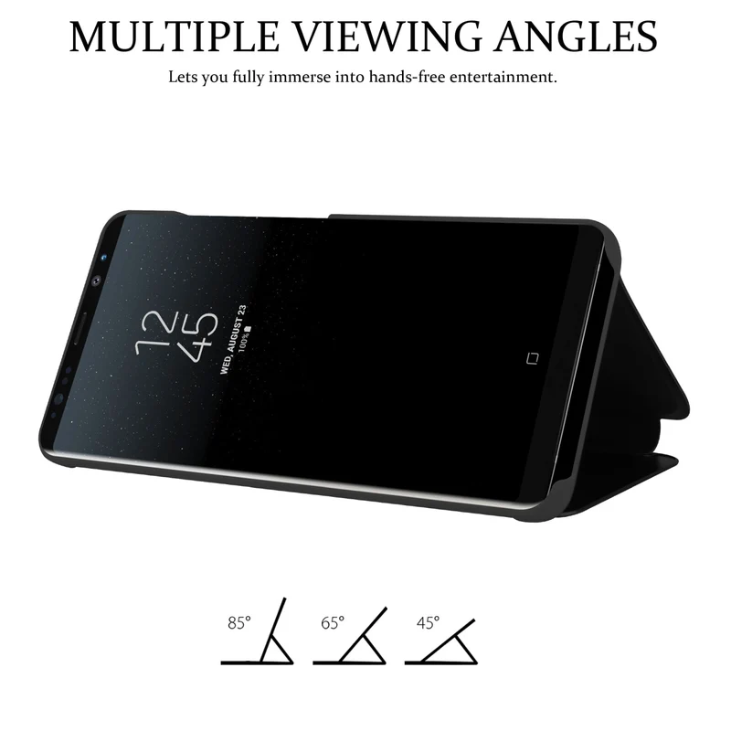 Cadorabo Hülle kompatibel mit Samsung Galaxy NOTE 8 Clear View Spiegel Schutzhülle mit Standfunktion 360 Grad Schutz