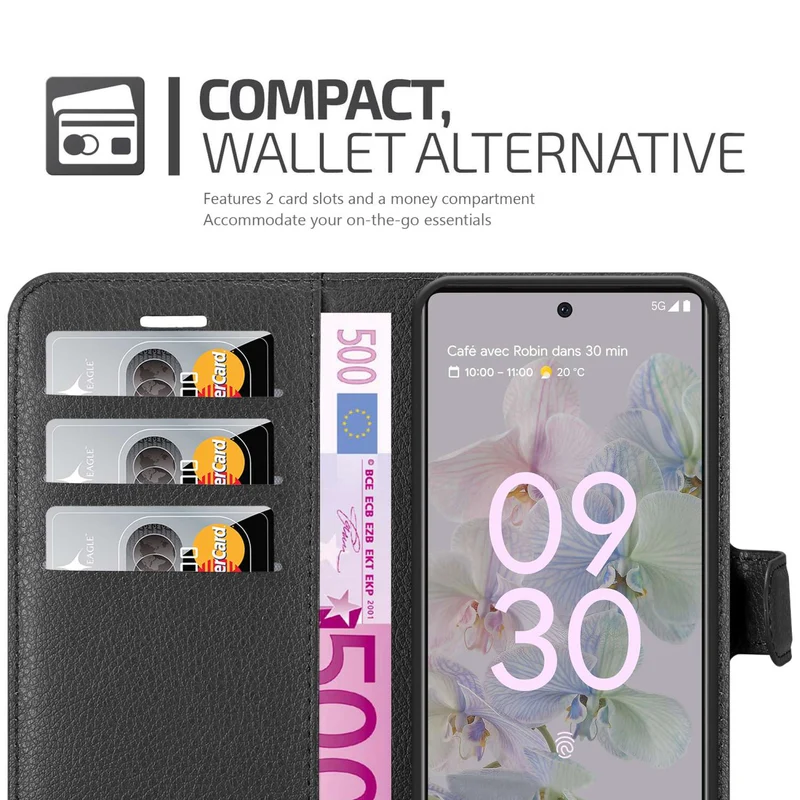 Cadorabo Hülle kompatibel mit Google PIXEL 6A Schutzhülle mit Magnetverschluss, Standfunktion und Kartenfach