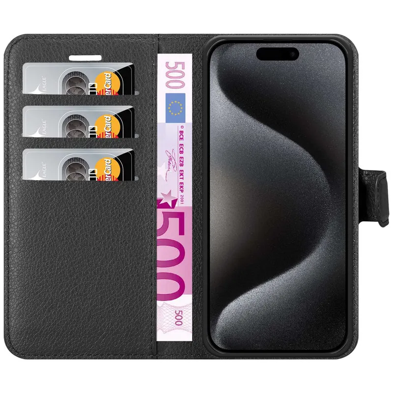Cadorabo Hülle kompatibel mit Apple iPhone 15 PRO MAX Schutzhülle mit Magnetverschluss, Standfunktion und Kartenfach