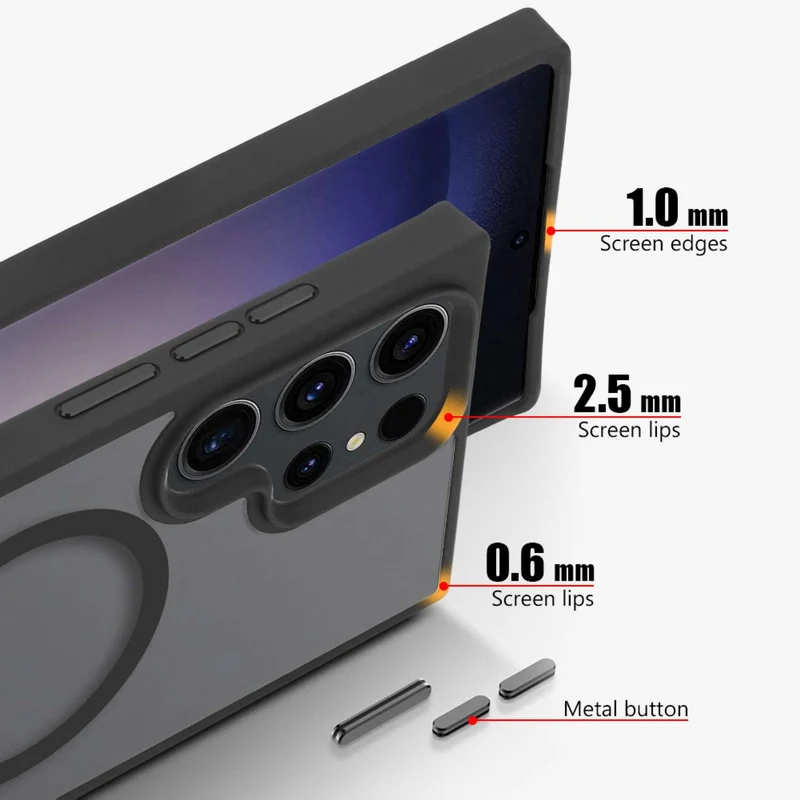 Cadorabo Hülle kompatibel mit Samsung Galaxy S23 ULTRA in SCHWARZ kompatibel mit MagSafe - Hybrid Schutzhülle mit TPU Silikon-Rand und stabiler Rückseite