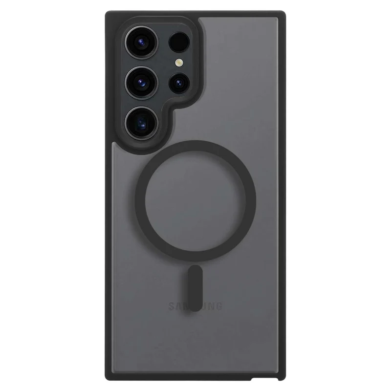 Cadorabo Hülle kompatibel mit Samsung Galaxy S23 ULTRA in SCHWARZ kompatibel mit MagSafe - Hybrid Schutzhülle mit TPU Silikon-Rand und stabiler Rückseite