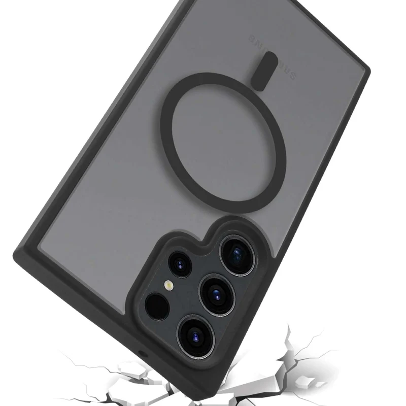 Cadorabo Hülle kompatibel mit Samsung Galaxy S23 ULTRA in SCHWARZ kompatibel mit MagSafe - Hybrid Schutzhülle mit TPU Silikon-Rand und stabiler Rückseite