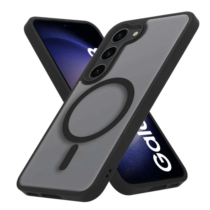 Cadorabo Hülle kompatibel mit Samsung Galaxy S23 PLUS in SCHWARZ kompatibel mit MagSafe - Hybrid Schutzhülle mit TPU Silikon-Rand und stabiler Rückseite