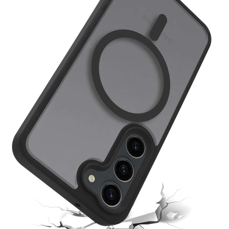 Cadorabo Hülle kompatibel mit Samsung Galaxy S23 PLUS in SCHWARZ kompatibel mit MagSafe - Hybrid Schutzhülle mit TPU Silikon-Rand und stabiler Rückseite