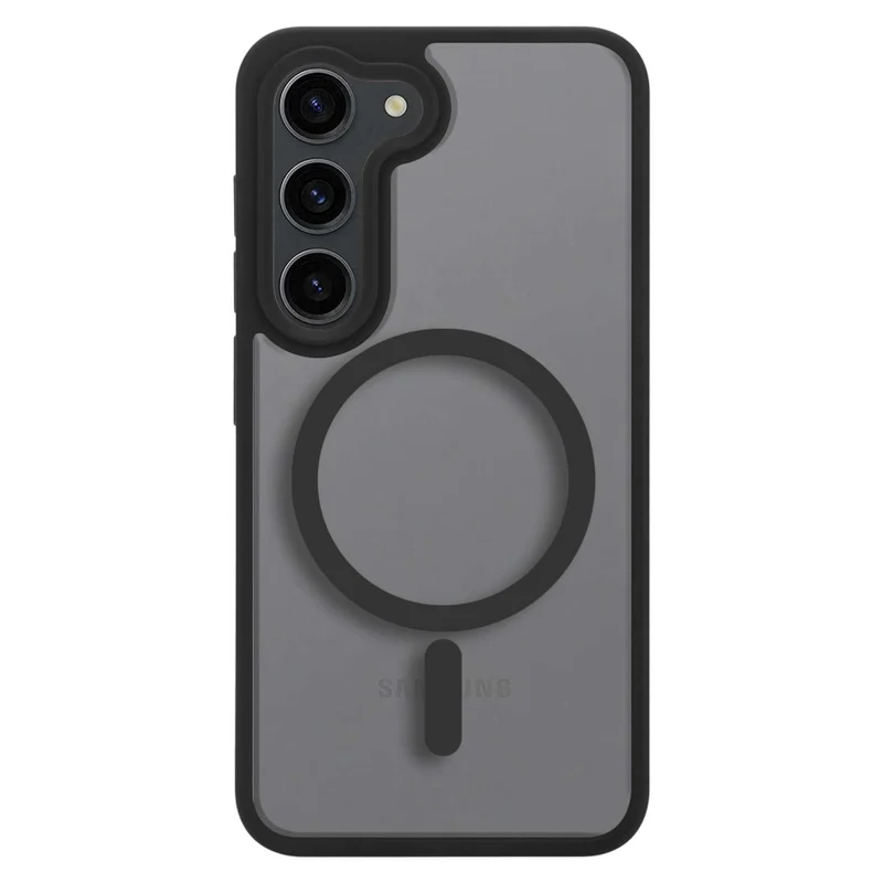 Cadorabo Hülle kompatibel mit Samsung Galaxy S23 in SCHWARZ kompatibel mit MagSafe - Hybrid Schutzhülle mit TPU Silikon-Rand und stabiler Rückseite