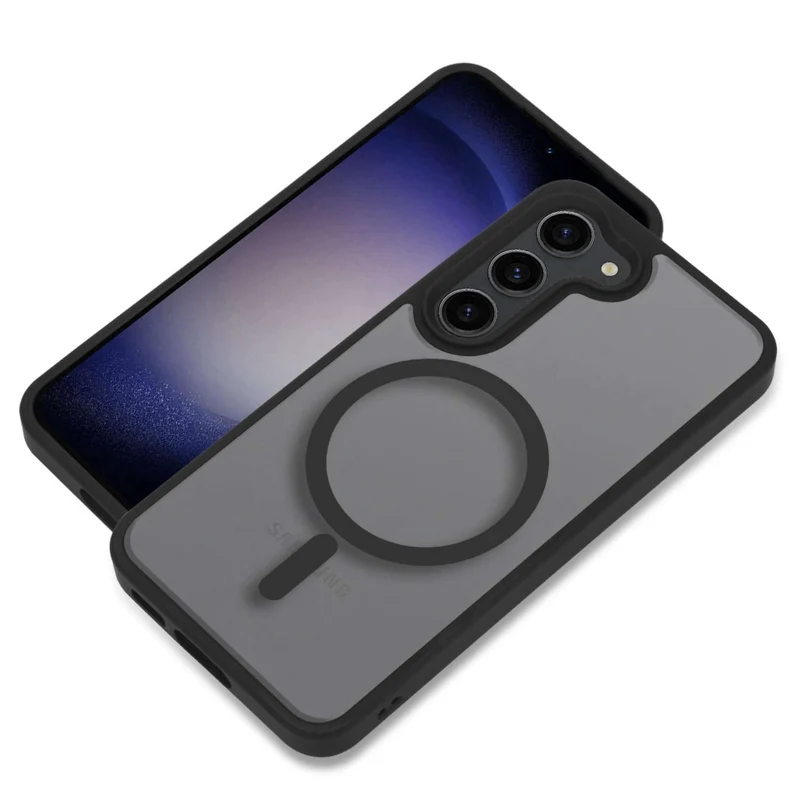Cadorabo Hülle kompatibel mit Samsung Galaxy S23 in SCHWARZ kompatibel mit MagSafe - Hybrid Schutzhülle mit TPU Silikon-Rand und stabiler Rückseite