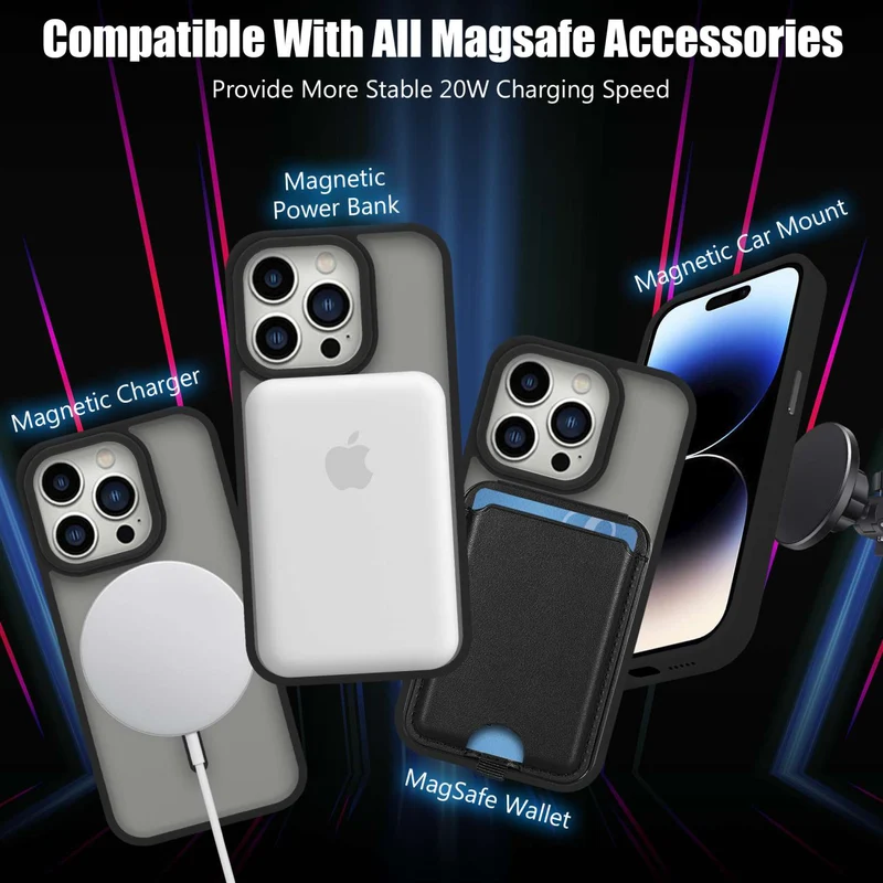 Cadorabo Hülle kompatibel mit Apple iPhone 15 PLUS in SCHWARZ kompatibel mit MagSafe - Hybrid Schutzhülle mit TPU Silikon-Rand und stabiler Rückseite