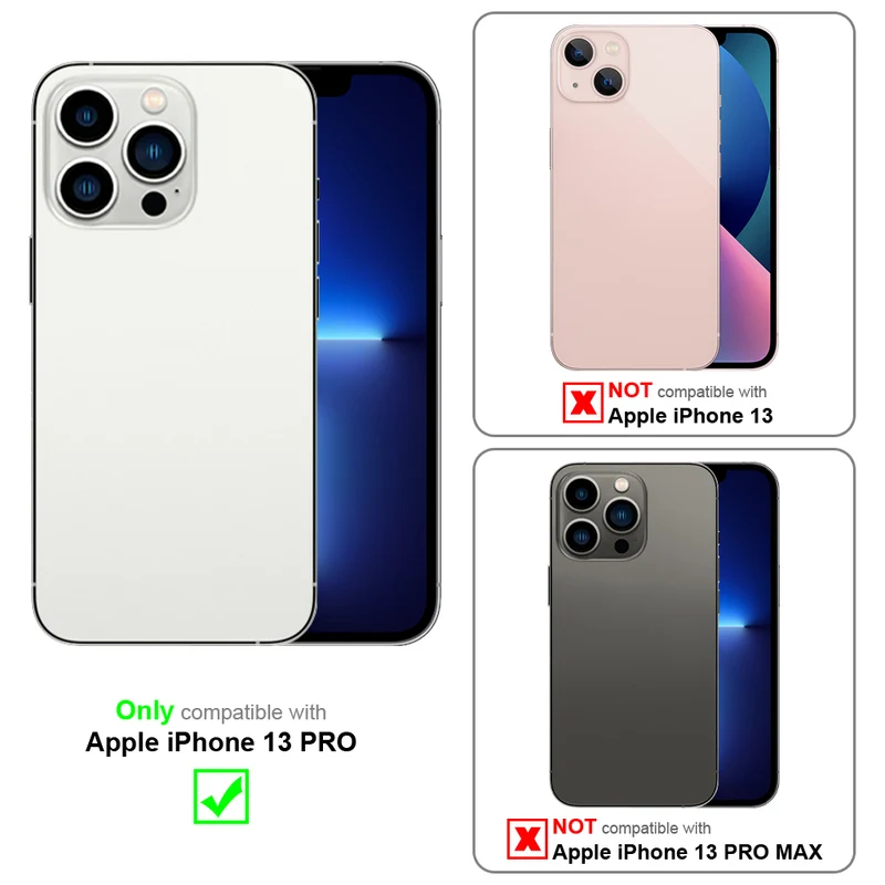 Cadorabo Hülle kompatibel mit Apple iPhone 13 PRO in SCHWARZ kompatibel mit MagSafe - Hybrid Schutzhülle mit TPU Silikon-Rand und stabiler Rückseite