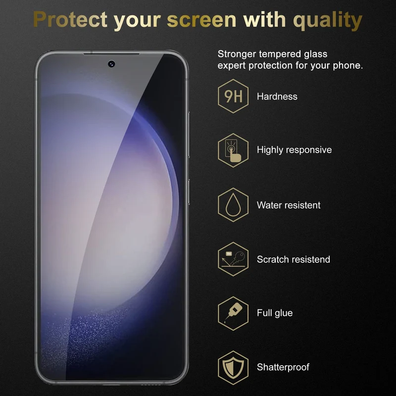 Cadorabo 3x Panzer Folie kompatibel mit Samsung Galaxy S23 PLUS - Schutzfolie 3er Pack Gehärtetes (Tempered) Display-Schutzglas in 9H Härte mit 3D Touch Kompatibilität