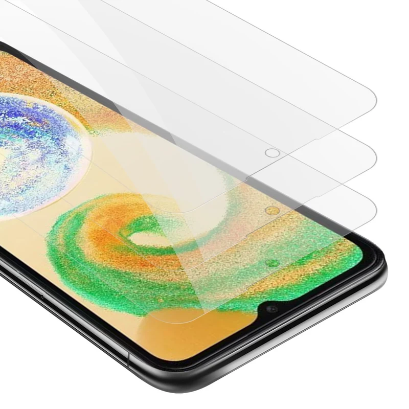 Cadorabo 3x Panzer Folie kompatibel mit Samsung Galaxy A04s - Schutzfolie 3er Pack Gehärtetes (Tempered) Display-Schutzglas in 9H Härte mit 3D Touch Kompatibilität