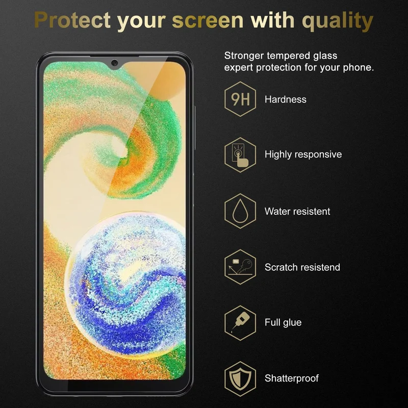 Cadorabo Panzer Folie kompatibel mit Samsung Galaxy A04s - Schutzfolie Gehärtetes (Tempered) Display-Schutzglas in 9H Härte mit 3D Touch Kompatibilität