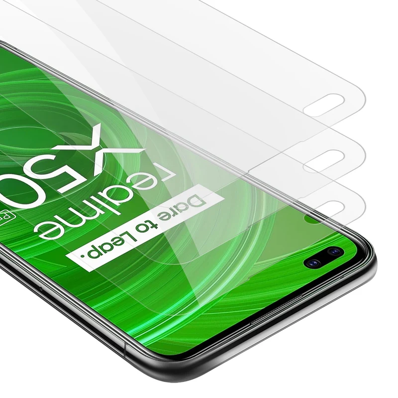 Cadorabo 3x Panzer Folie kompatibel mit Realme X50 PRO - Schutzfolie 3er Pack Gehärtetes (Tempered) Display-Schutzglas in 9H Härte mit 3D Touch Kompatibilität