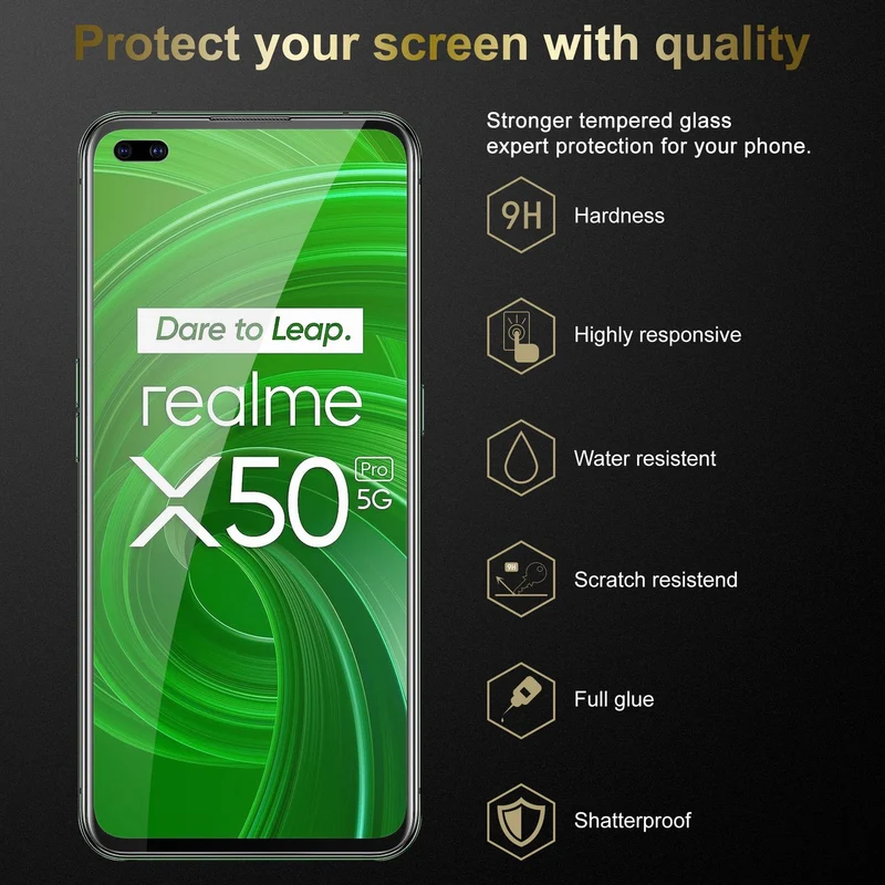 Cadorabo Panzer Folie kompatibel mit Realme X50 PRO - Schutzfolie Gehärtetes (Tempered) Display-Schutzglas in 9H Härte mit 3D Touch Kompatibilität