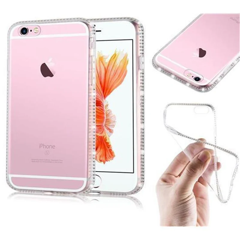 Cadorabo Hülle kompatibel mit Apple iPhone 6 / 6S Schutzhülle aus flexiblem TPU Silikon im Strass Design