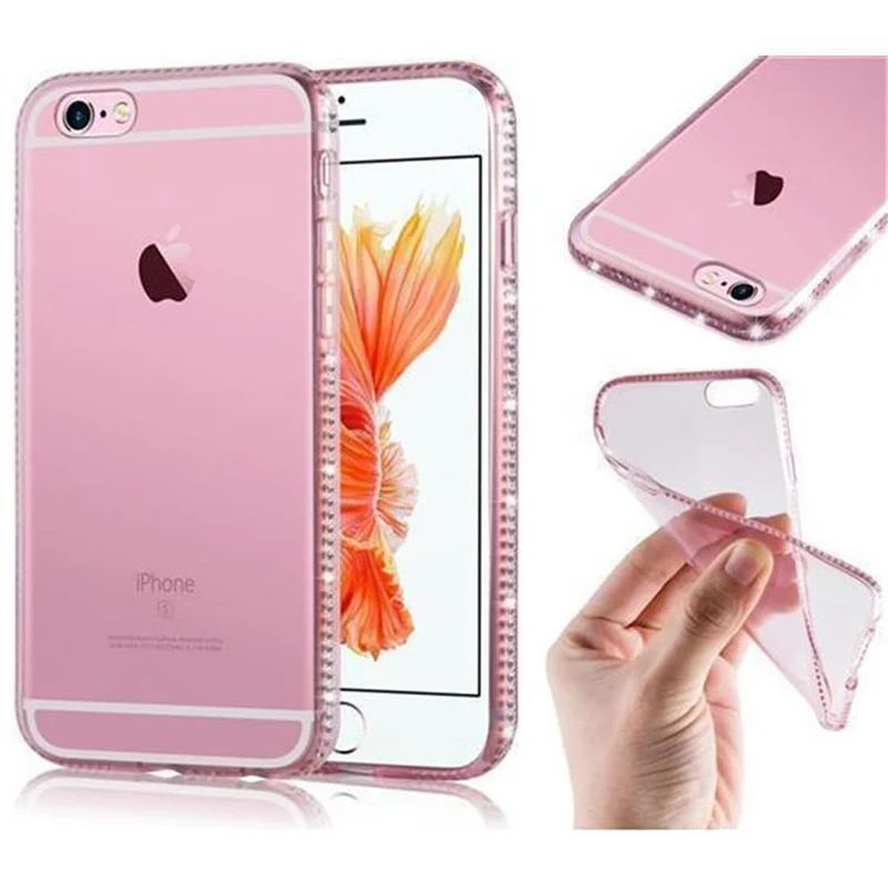 Cadorabo Hülle kompatibel mit Apple iPhone 6 / 6S Schutzhülle aus flexiblem TPU Silikon im Strass Design