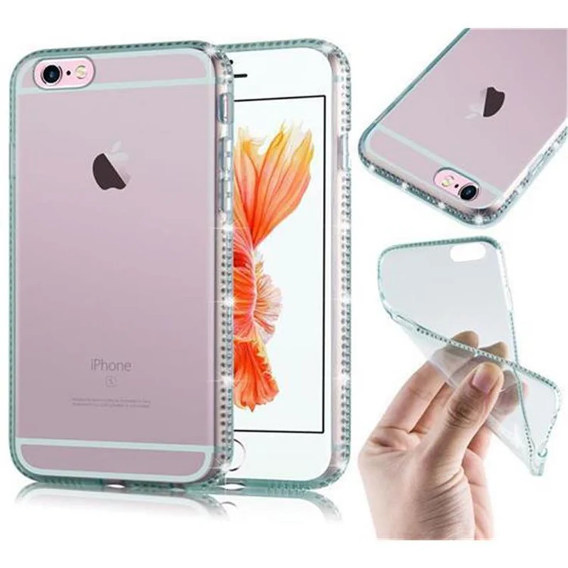 Cadorabo Hülle kompatibel mit Apple iPhone 6 / 6S Schutzhülle aus flexiblem TPU Silikon im Strass Design