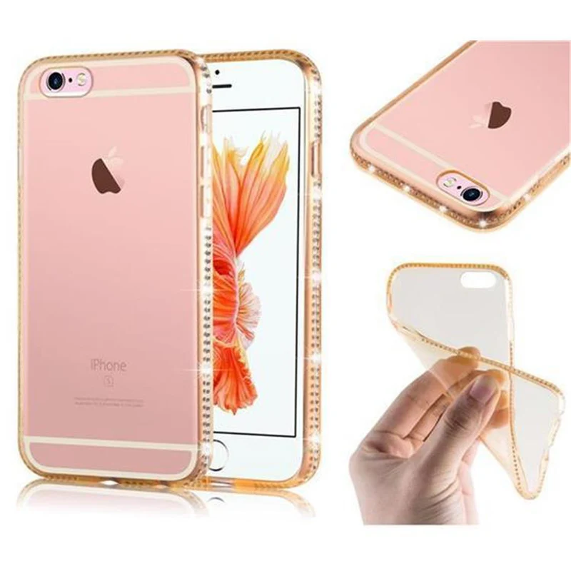 Cadorabo Hülle kompatibel mit Apple iPhone 6 / 6S Schutzhülle aus flexiblem TPU Silikon im Strass Design