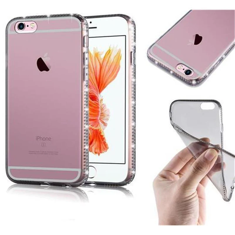 Cadorabo Hülle kompatibel mit Apple iPhone 6 / 6S Schutzhülle aus flexiblem TPU Silikon im Strass Design