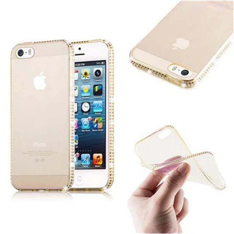Cadorabo Hülle kompatibel mit Apple iPhone 5 / 5S / SE 2016 Schutzhülle aus flexiblem TPU Silikon im Strass Design