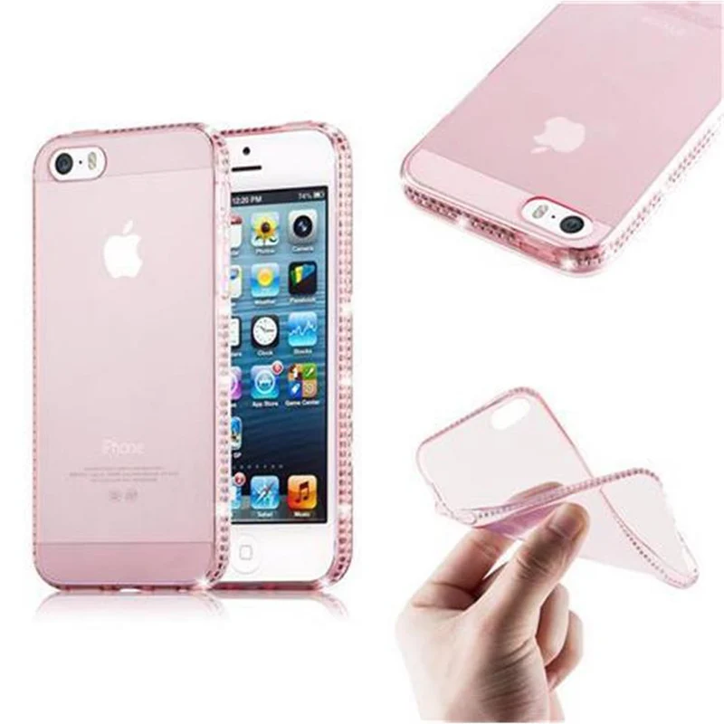 Cadorabo Hülle kompatibel mit Apple iPhone 5 / 5S / SE 2016 Schutzhülle aus flexiblem TPU Silikon im Strass Design