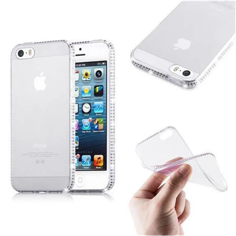 Cadorabo Hülle kompatibel mit Apple iPhone 5 / 5S / SE 2016 Schutzhülle aus flexiblem TPU Silikon im Strass Design