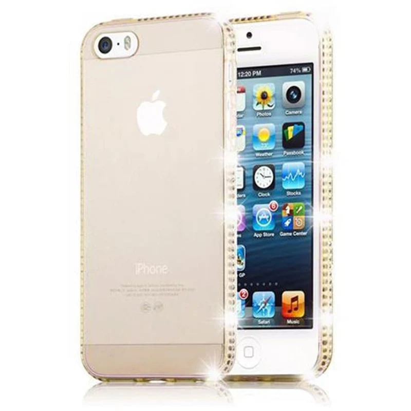 Cadorabo Hülle kompatibel mit Apple iPhone 5 / 5S / SE 2016 Schutzhülle aus flexiblem TPU Silikon im Strass Design