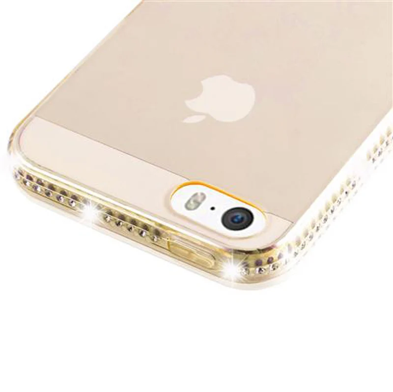 Cadorabo Hülle kompatibel mit Apple iPhone 5 / 5S / SE 2016 Schutzhülle aus flexiblem TPU Silikon im Strass Design