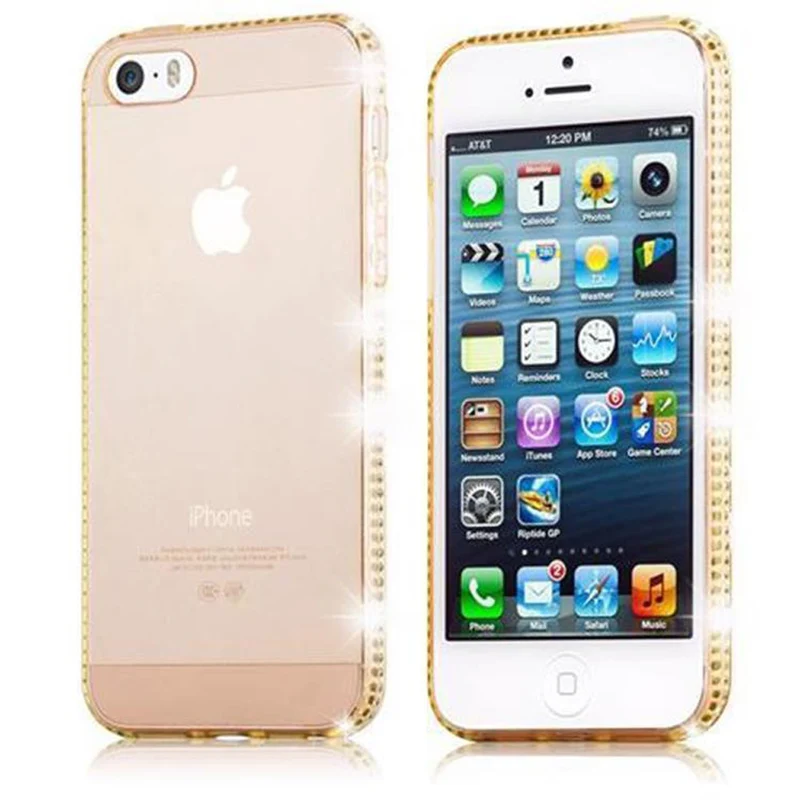 Cadorabo Hülle kompatibel mit Apple iPhone 5 / 5S / SE 2016 Schutzhülle aus flexiblem TPU Silikon im Strass Design