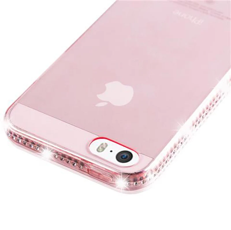 Cadorabo Hülle kompatibel mit Apple iPhone 5 / 5S / SE 2016 Schutzhülle aus flexiblem TPU Silikon im Strass Design