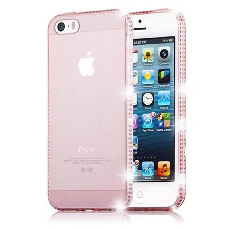 Cadorabo Hülle kompatibel mit Apple iPhone 5 / 5S / SE 2016 Schutzhülle aus flexiblem TPU Silikon im Strass Design