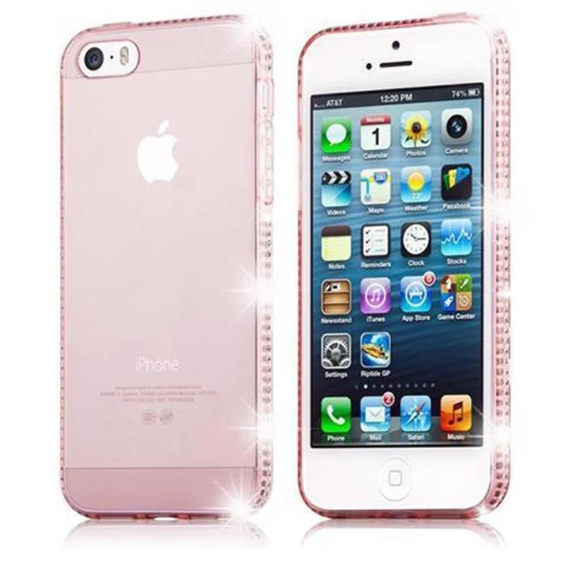 Cadorabo Hülle kompatibel mit Apple iPhone 5 / 5S / SE 2016 Schutzhülle aus flexiblem TPU Silikon im Strass Design