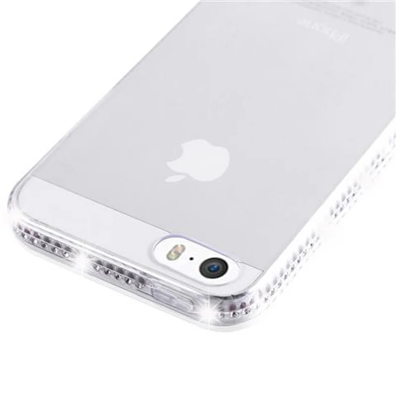 Cadorabo Hülle kompatibel mit Apple iPhone 5 / 5S / SE 2016 Schutzhülle aus flexiblem TPU Silikon im Strass Design