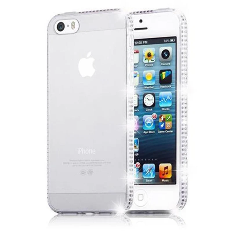 Cadorabo Hülle kompatibel mit Apple iPhone 5 / 5S / SE 2016 Schutzhülle aus flexiblem TPU Silikon im Strass Design