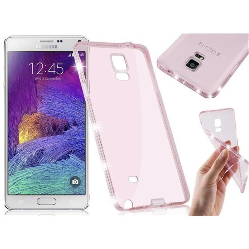 Cadorabo Hülle kompatibel mit Samsung Galaxy NOTE 4 Schutzhülle aus flexiblem TPU Silikon im Strass Design