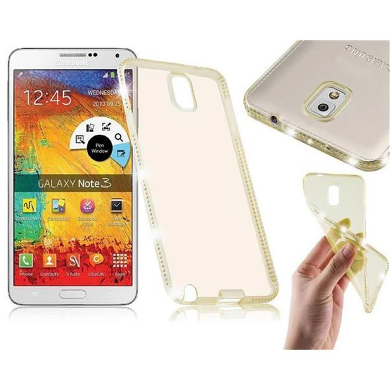 Cadorabo Hülle kompatibel mit Samsung Galaxy NOTE 3 Schutzhülle aus flexiblem TPU Silikon im Strass Design