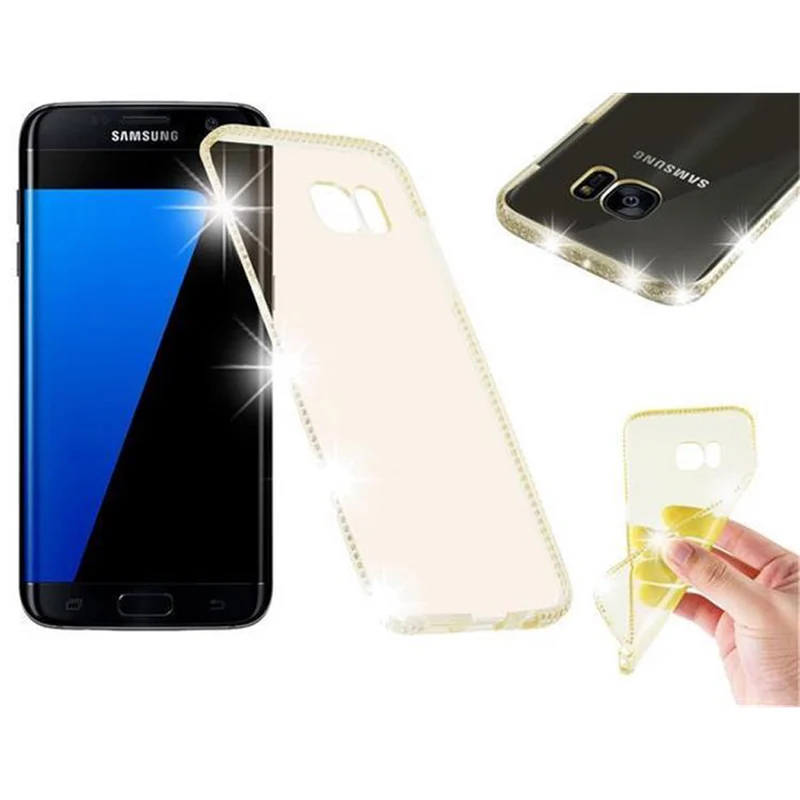 Cadorabo Hülle kompatibel mit Samsung Galaxy S7 EDGE Schutzhülle aus flexiblem TPU Silikon im Strass Design