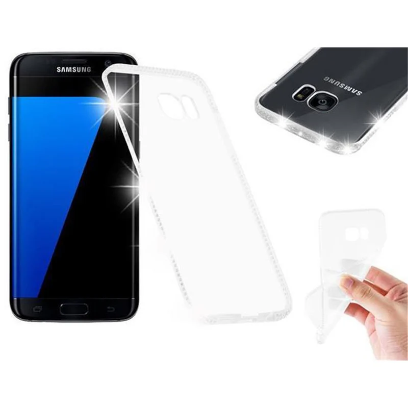 Cadorabo Hülle kompatibel mit Samsung Galaxy S7 EDGE Schutzhülle aus flexiblem TPU Silikon im Strass Design
