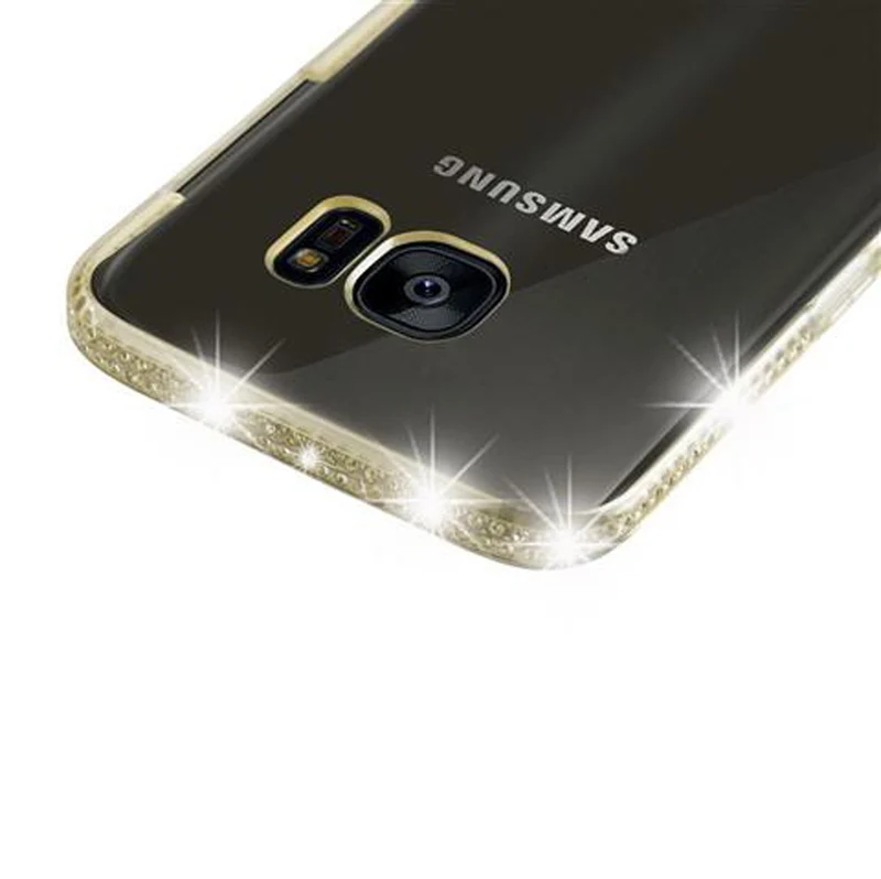 Cadorabo Hülle kompatibel mit Samsung Galaxy S7 EDGE Schutzhülle aus flexiblem TPU Silikon im Strass Design