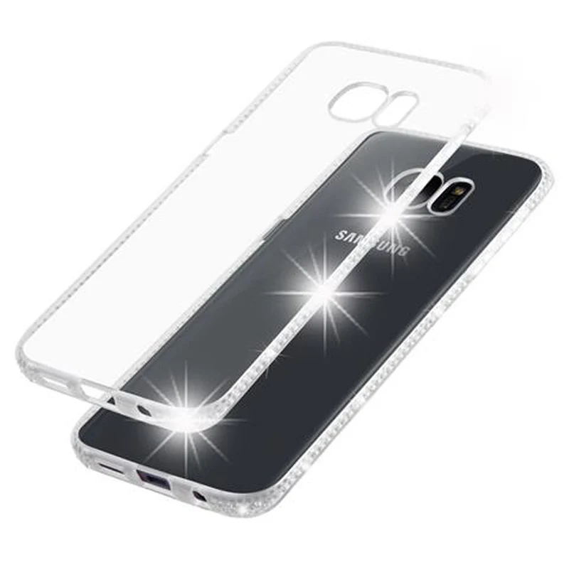Cadorabo Hülle kompatibel mit Samsung Galaxy S7 EDGE Schutzhülle aus flexiblem TPU Silikon im Strass Design