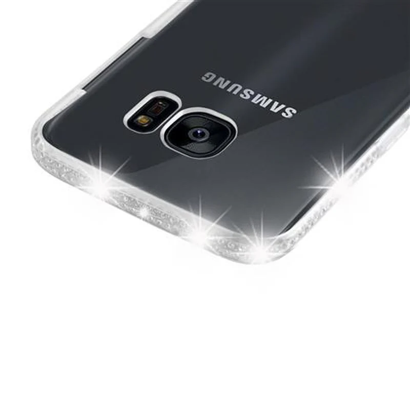 Cadorabo Hülle kompatibel mit Samsung Galaxy S7 EDGE Schutzhülle aus flexiblem TPU Silikon im Strass Design